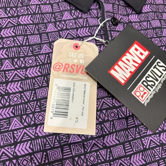 RSVLTS X Marvel Black Panther Wakanda Forever Performance Polo Large New Rare